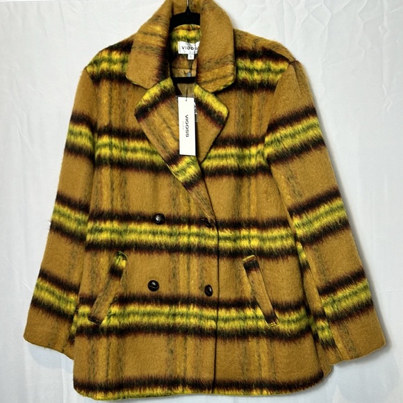 Vigoss Tan Brown Yellow Heavy Peacoat Size Large New with Pockets - Picture 1 of 7